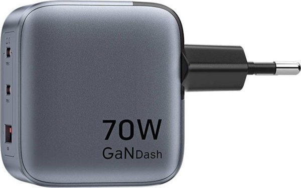 Φορτιστής GaN Vention USB-C+C+A 70W (Γκρι)