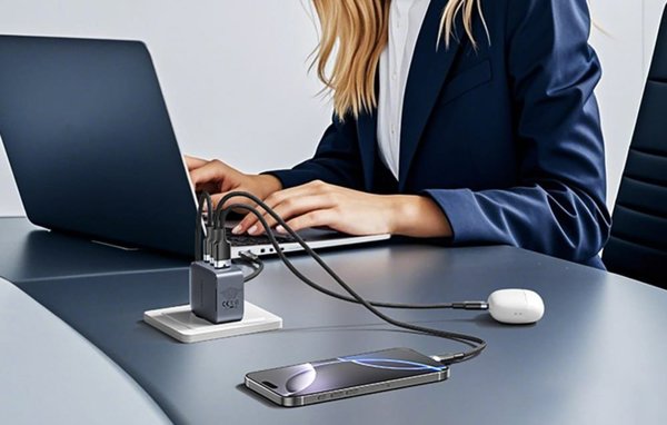 Φορτιστής GaN Vention USB-C+C+A 70W (Γκρι)
