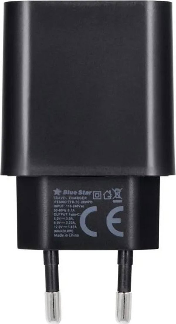 Φορτιστής Blue Star BLUE STAR φορτιστής τοίχου 3A 20W Τύπος C + καλώδιο Τύπος C σε Τύπος C PD QC4.0 TFB-TC-20WPD μαύρο