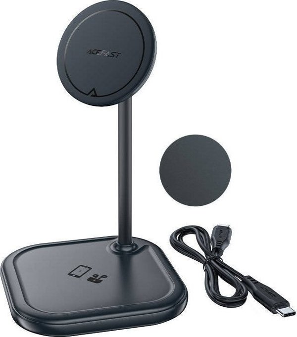 Acefast E6 Ασύρματος Επαγωγικός Φορτιστής 15W Qi για iPhone & AirPods με Μαγνητική Βάση MagSafe, Γκρι
