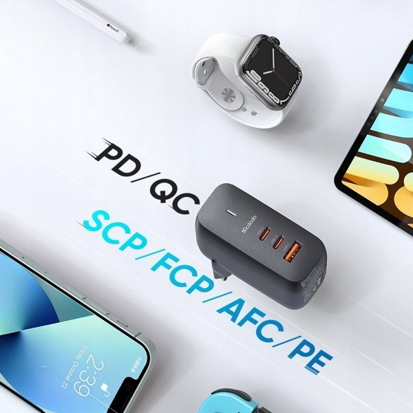 Φορτιστής Mcdodo ΓΙΑ ΤΗΛΕΦΩΝΟ, LAPTOP, GAN 3.0, FAST CHARGING, USB-C, PD, USB-A, 65W, MCDODO 13240718 6921002616218