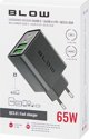 Ladowarka Blow 76-023# Ladowarka sieciowa gniazdo usbx2 + usb-c qc+pd 65w