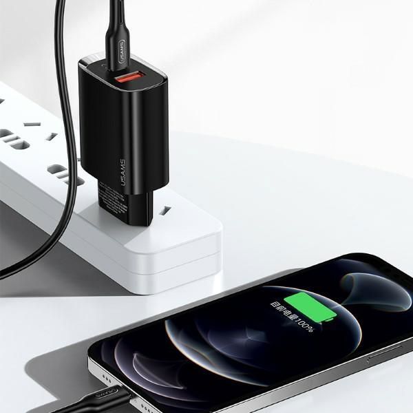 Φορτιστής Τοίχου Usams T35 20W USB-C PD & USB-A Fast Charger, Λευκός