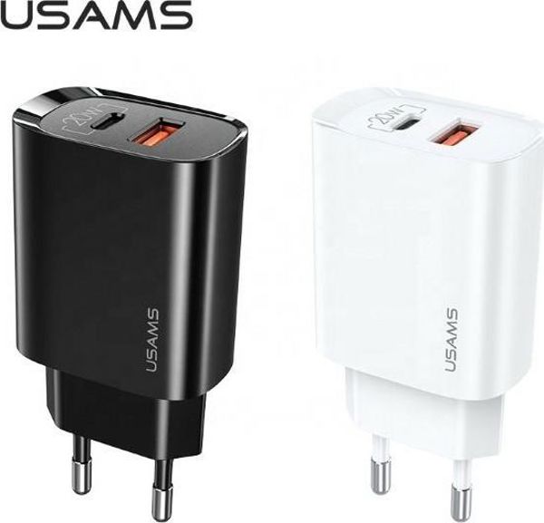 Φορτιστής Τοίχου Usams T35 20W USB-C PD & USB-A Fast Charger, Λευκός