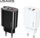 Φορτιστής Τοίχου Usams T35 20W USB-C PD & USB-A Fast Charger, Λευκός