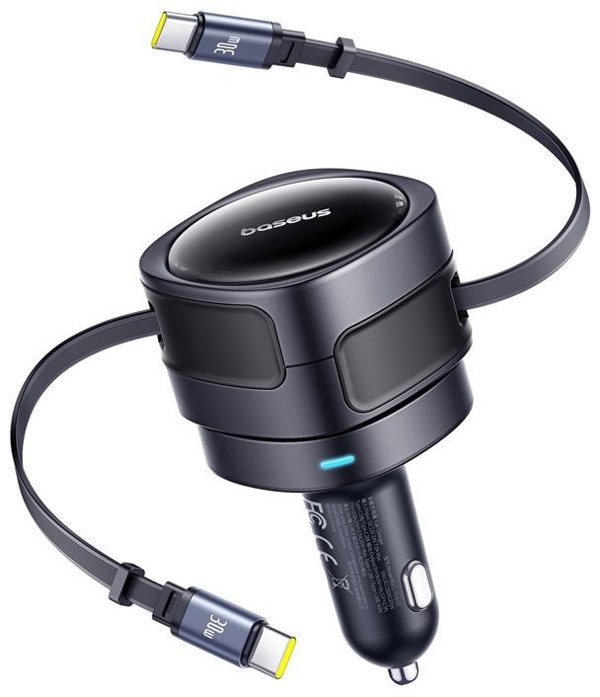 Φορτιστής αυτοκινήτου Baseus Enjoyment Max με καλώδια USB-C+USB-C 60W Μαύρο