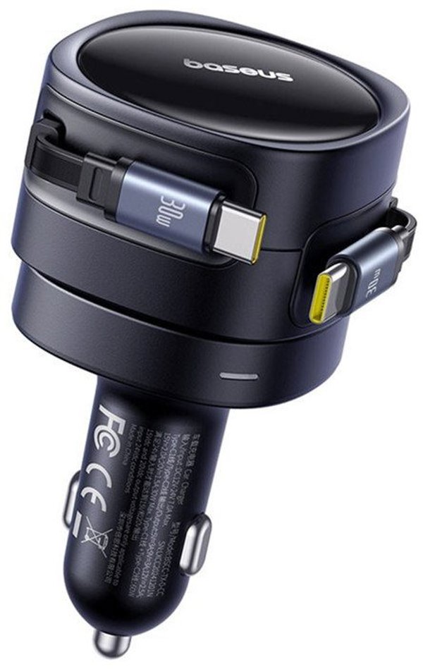 Φορτιστής αυτοκινήτου Baseus Enjoyment Max με καλώδια USB-C+USB-C 60W Μαύρο