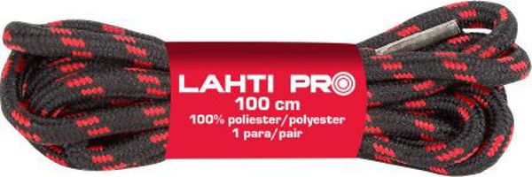Lahti Pro Στρογγυλά Κορδόνια Trekking, 100cm, Μαύρο-Κόκκινο, 10 Ζεύγη, Ενισχυμένα από Πολυεστέρα