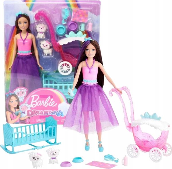 Κούκλα Barbie Barbie ΚΟΥΚΛΑ BARBIE SKIPPER ΜΕ ΚΑΡΟΤΣΙ ΚΑΙ ΜΩΡΑ ΑΡΝΑΚΙΑ Καρότσι HLC29 Dreamtopia