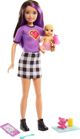 Κούκλα Barbie MATTEL Skipper: Κλαμπ φροντιστών - Φροντίστρια με μοβ μαλλιά + μωρό (GRP10/GRP11)
