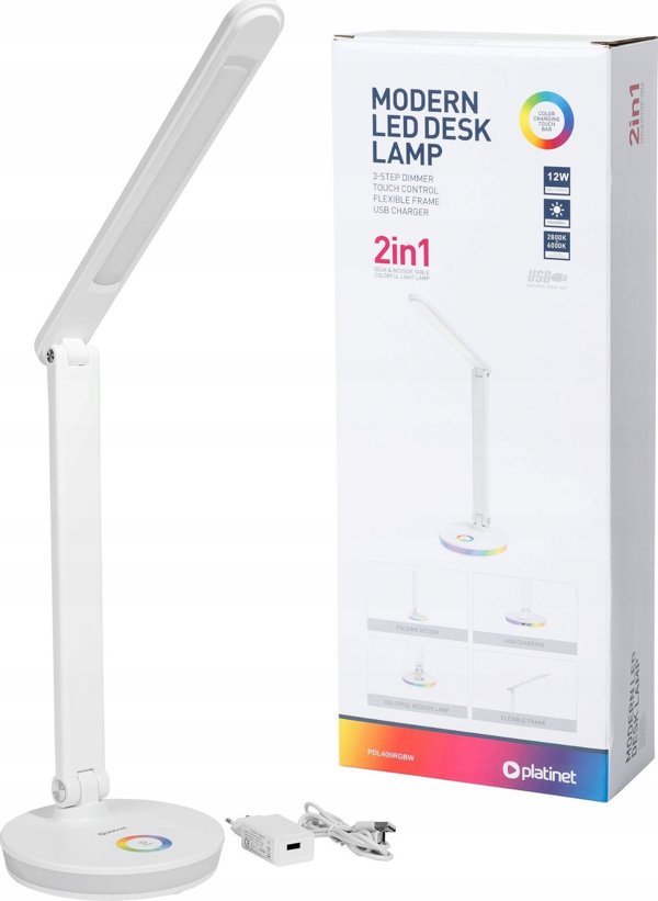 Επιτραπέζιο φωτιστικό Platinet Platinet desk lamp PDL400 12W, λευκό (45937)