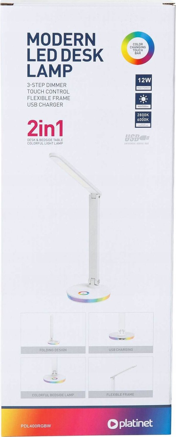 Επιτραπέζιο φωτιστικό Platinet Platinet desk lamp PDL400 12W, λευκό (45937)