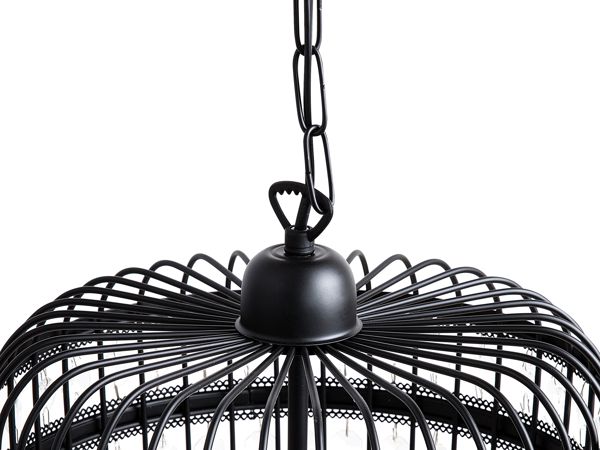Beliani Κρεμαστό Φωτιστικό Celon, Μεταλλικό Βιομηχανικό Φωτιστικό με Κρύσταλλα, Μαύρο, 75cm