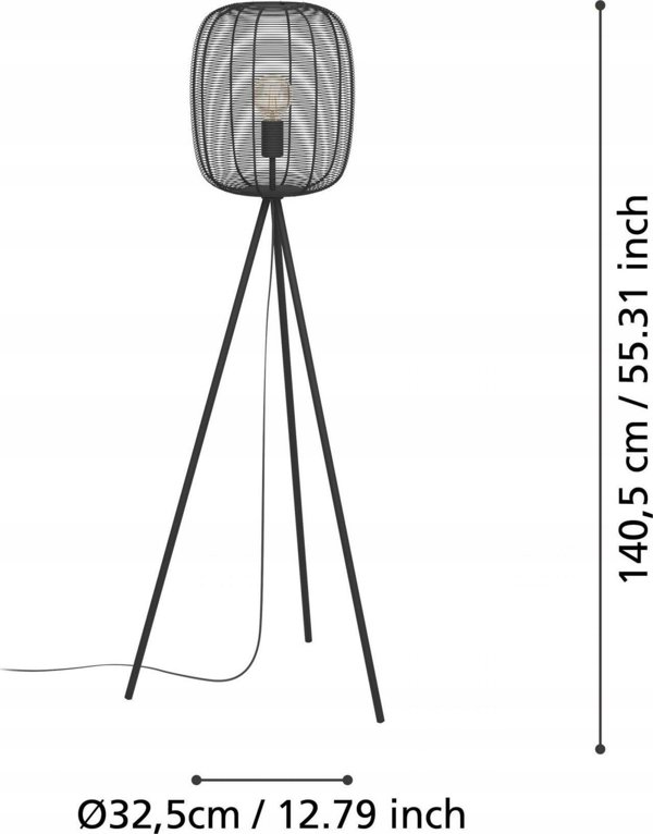 Φωτιστικό δαπέδου EGLO FLOOR LAMP RINROE E27 140.5CM 43968 BL