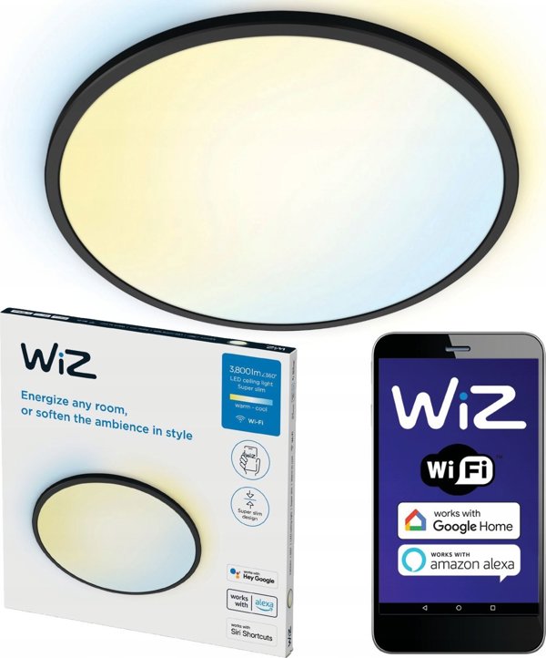 Φωτιστικό οροφής Signify WiZ SuperSlim Deckenleuchte Tunable White 3800lm Μαύρο