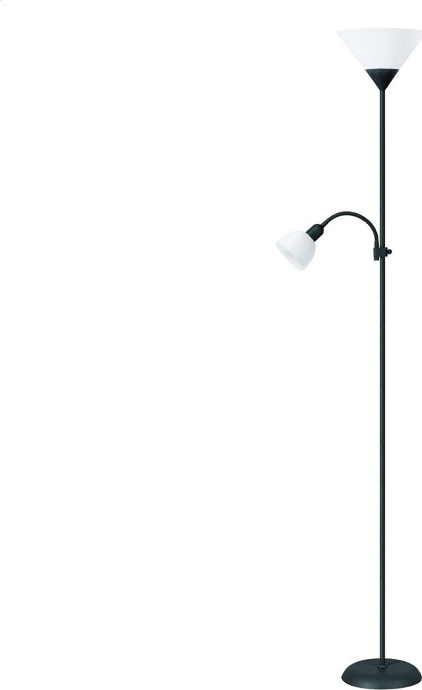 Φωτιστικό Δαπέδου Platinet PFLF066GR 2 σε 1 με Λυχνία Ανάγνωσης, E27+E14, Μαύρο