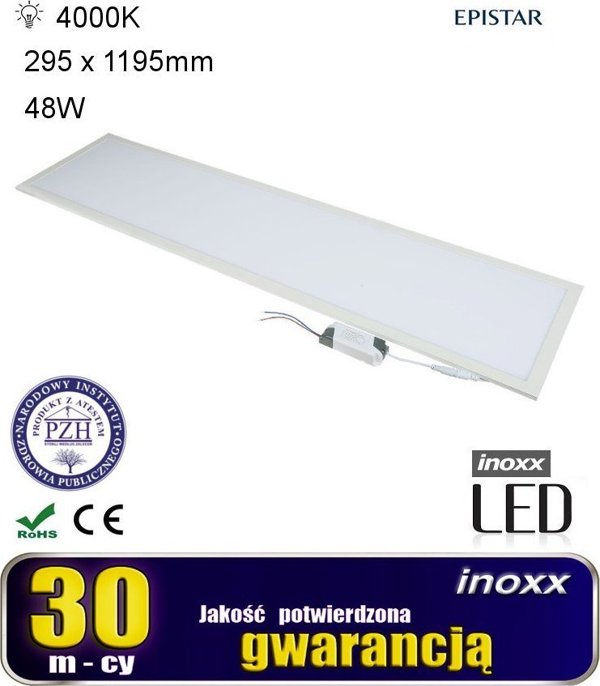 Lampa sufitowa Nvox Panel led sufitowy 120x30 48w lampa slim kaseton 4000k neutralny