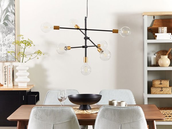 Κρεμαστό φωτιστικό Beliani 7φωτο μεταλλικό κρεμαστό φωτιστικό, μαύρο CREMERA 11356459 4251682270601