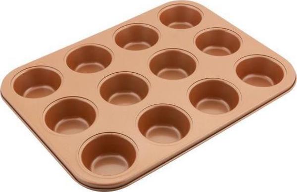 Lamart LT3092 Αντικολλητική Φόρμα για 12 Muffin 35,5x26,5cm, Χάλκινη