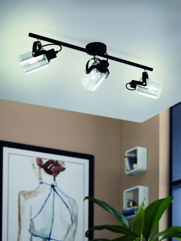 Φωτιστικό οροφής EGLO SPOT LIGHT BERREGAS 3XE27 ΜΑΥΡΟ/ΧΡΩΜΙΟ