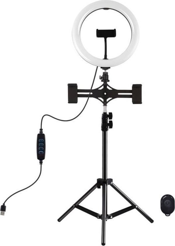 δαχτυλίδι λάμπα Puluz PKT3070B LED 26 cm με τρίποδο και βάση smartphone
