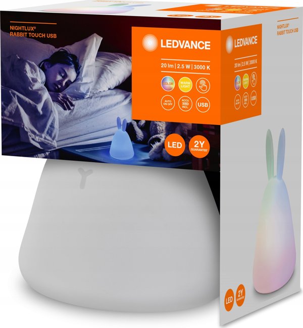 Φωτιστικό πρίζας Ledvance NIGHT LIGHT NIGHTLUXRABBIT RGB USB WH