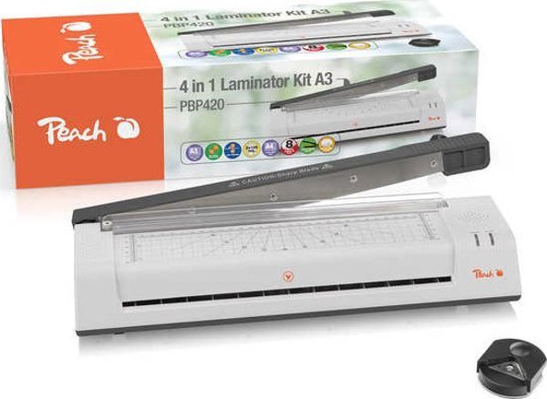 Peach PBP420 Μηχανή Πλαστικοποίησης 3 σε 1, A3 με Κόφτη & Στρογγυλευτή Γωνιών, Θερμή & Ψυχρή Πλαστικοποίηση