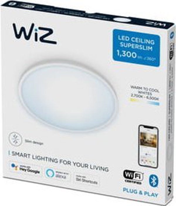 WiZ LED Φωτιστικό Οροφής Superslim 14W, Στρογγυλή Πλαφονιέρα, Λευκό
