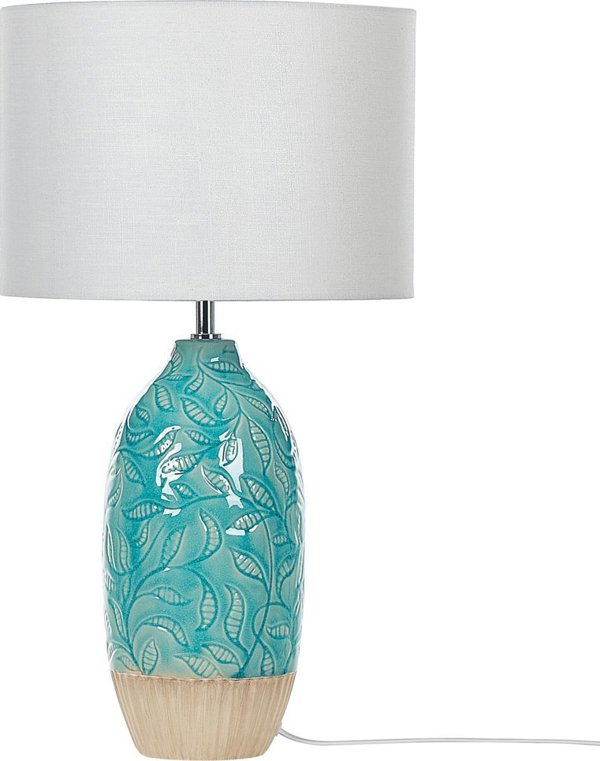 Beliani Επιτραπέζιο Φωτιστικό Ataba Turquoise με Διακοσμητική Βάση 4251682279505