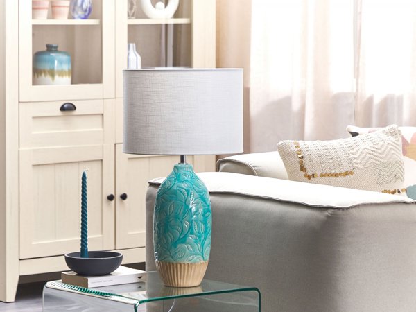 Beliani Επιτραπέζιο Φωτιστικό Ataba Turquoise με Διακοσμητική Βάση 4251682279505