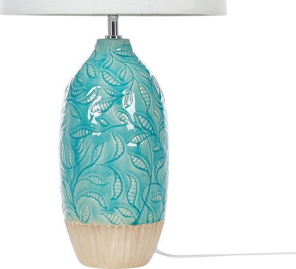 Beliani Επιτραπέζιο Φωτιστικό Ataba Turquoise με Διακοσμητική Βάση 4251682279505