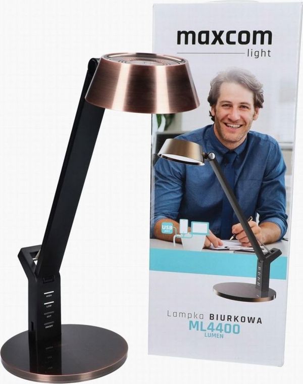 Maxcom ML4400COPPER Επιτραπέζιο Φωτιστικό LED Γραφείου Αναδιπλούμενο 8W 480lm, Μαύρο