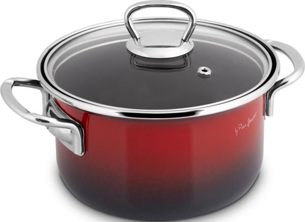 Lamart LT1180 Κατσαρόλα Εμαγιέ 16cm, Κόκκινη, Συμβατή με Επαγωγικές Εστίες