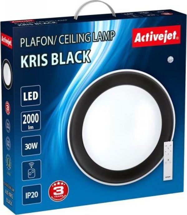 Φωτιστικό οροφής Activejet Plafon LED Activejet AJE-KRIS Μαύρο + τηλεχειριστήριο