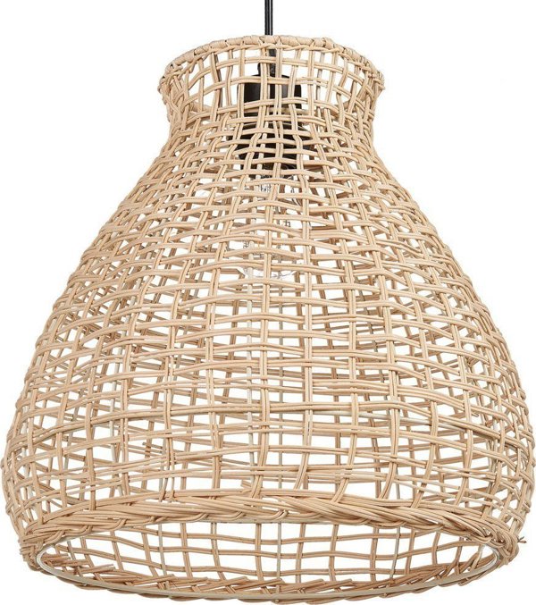 Beliani SAKENI Κρεμαστό Φωτιστικό από Φυσικό Rattan, Χειροποίητο με Πλέξη Μπαστούνι