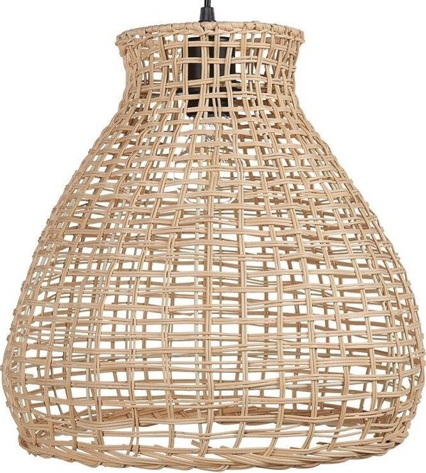 Beliani SAKENI Κρεμαστό Φωτιστικό από Φυσικό Rattan, Χειροποίητο με Πλέξη Μπαστούνι