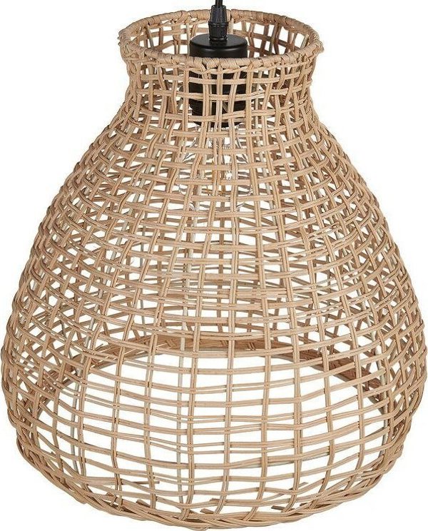 Beliani SAKENI Κρεμαστό Φωτιστικό από Φυσικό Rattan, Χειροποίητο με Πλέξη Μπαστούνι