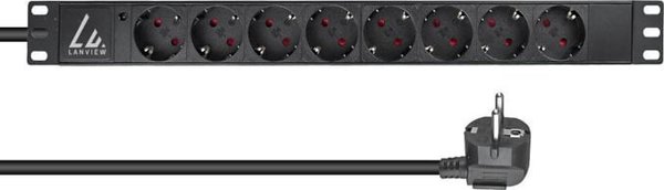 Lanview Lanview LVR-2MSCH-LIC-SCH8 PDU Power Distributor 8 x 1U Network Socket Black 13457257 5715063052952
