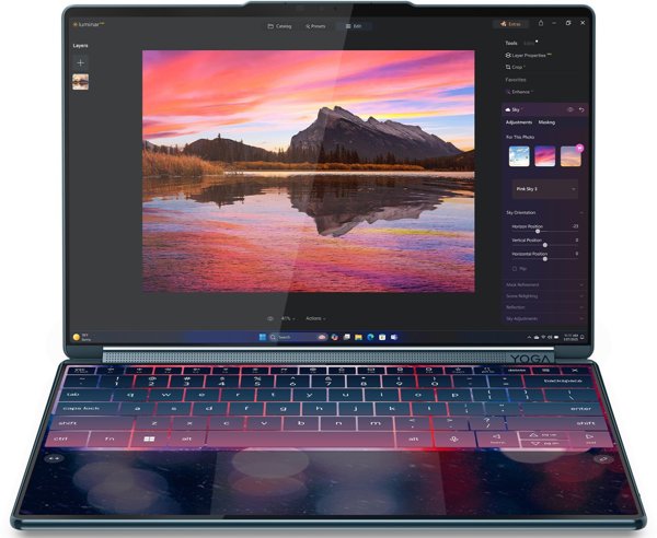 Lenovo Yoga Book 9 14IAH10 | Tidal Teal | 2x14 " | OLED | Touchscreen | 2.8K WQXGA+ | 2880 x 1800 pixels | Glossy | Intel Core Ultra 7 | 255H | 32 GB | Soldered LPDDR5x | Solid-state drive capacity 1000 GB | Intel Arc Graphics | Windows 11 Pro | 802.11be