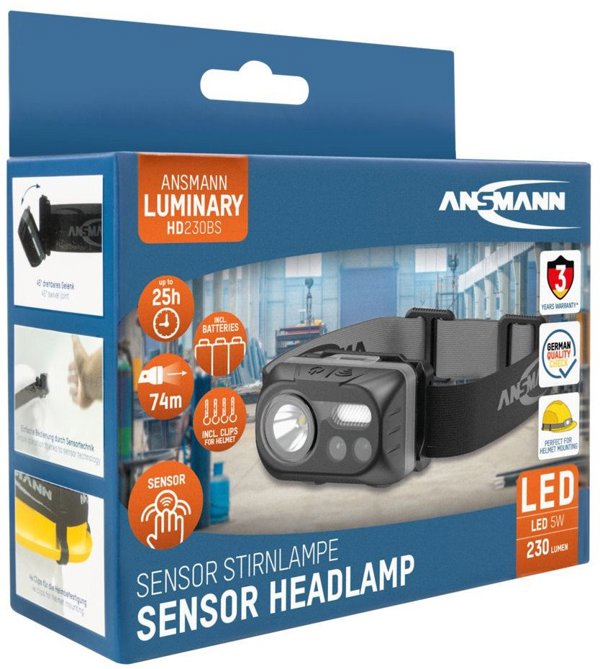 Ansmann Φακός Κεφαλής HD230BS LED, 230 Lumens, Μαύρο