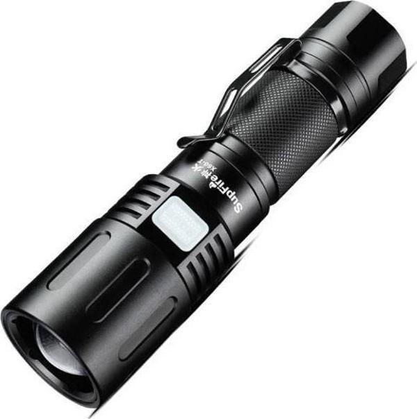 Superfire X60-T Φακός LED Επαναφορτιζόμενος USB 1500lm με Zoom Μαύρος