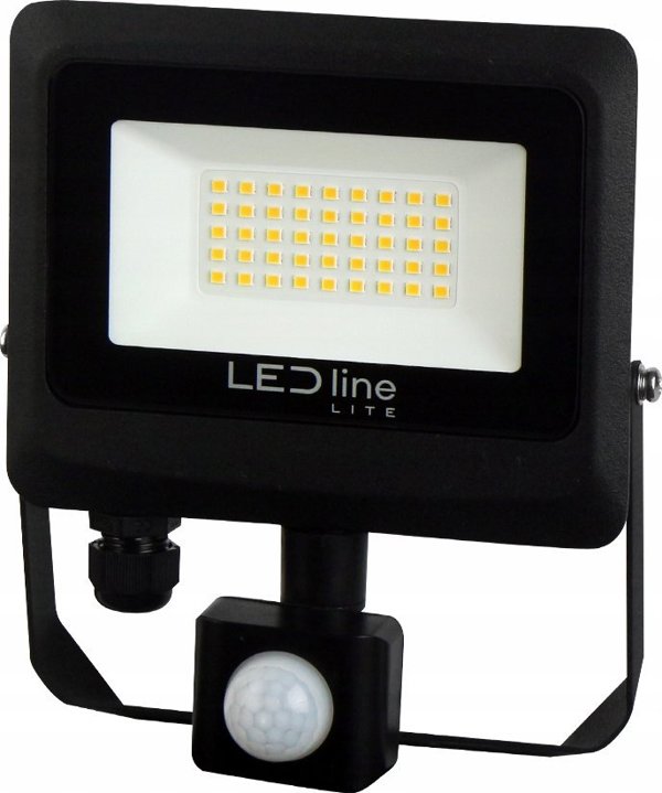 Εξωτερικός φωτισμός με αισθητήρα κίνησης LED 30W ουδέτερο λευκό 230Vac, 3000lm, IP65, μαύρο, PHOTON, LED LINE