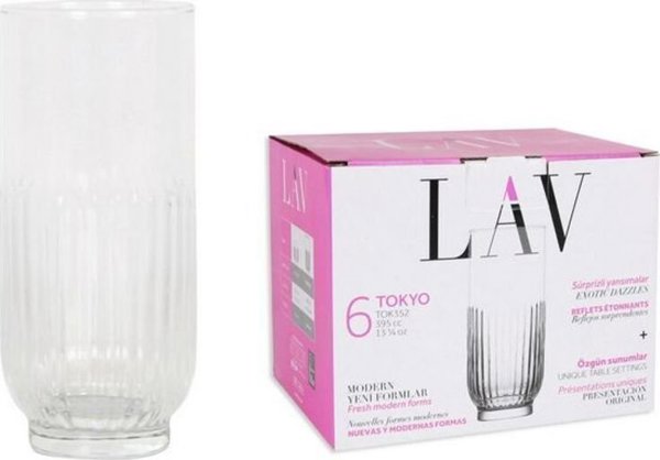 Σετ Ποτήρια Νερού LAV Tokyo από Γυαλί, 395 ml - 6 Τεμάχια