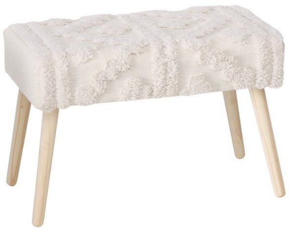 Παγκάκι με ταπετσαρία boho KADI με ξύλινα πόδια, 60 x 32 x 41 cm