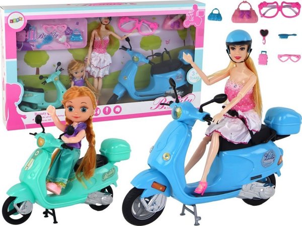 LeanToys Σετ Κούκλα με Παιδί Σκούτερ Σετ Αξεσουάρ