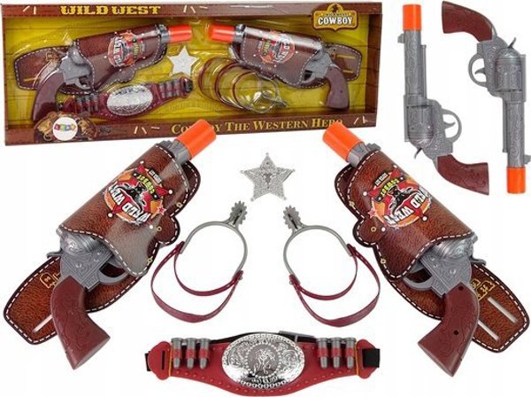 LeanToys Zestaw Kowbojski Kowboj Dwa Rewolwery Ostrogi Akcesoria LEAN Toys