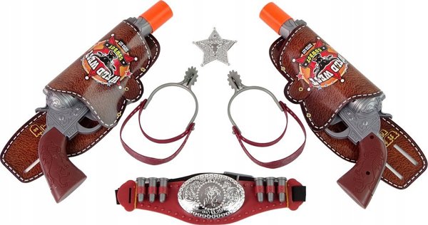 LeanToys Zestaw Kowbojski Kowboj Dwa Rewolwery Ostrogi Akcesoria LEAN Toys
