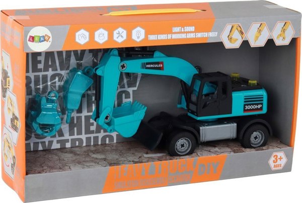 LeanToys Εκσκαφέας Σετ DIY Μπλε Κατασκευαστικό Όχημα Τρυπάνι Λαβή