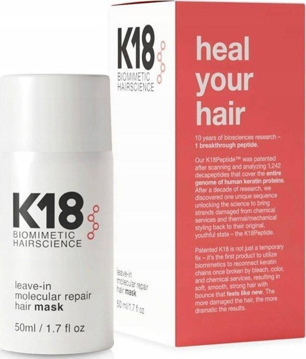 K18 Leave-In Molecular Repair Hair Mask, Μάσκα Αναδόμησης Μαλλιών Χωρίς Ξέβγαλμα, 50ml