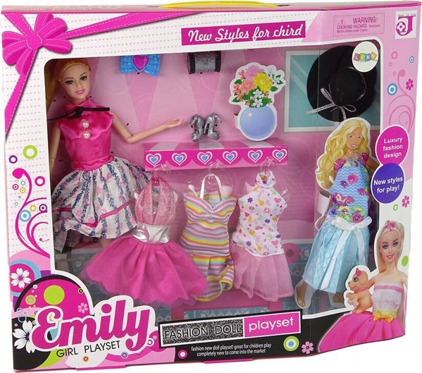 Κούκλα LeanToys Emily 35cm με Αξεσουάρ και Φορέματα για Παιδιά 3+ Ετών